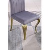 NicBex 2pc Dining Chair Upholstered Dining Room Furniture Side Chair with High Backfrest & Silver Metal Legs,Gray+Gold - 3 of 4
