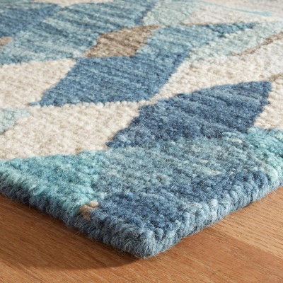 Handmade Blue Wool Rectangular Rug 2' x 3'