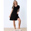 cheibear Women's Soft V-Neck Summer Pajama Lounge Dress with Pockets Nightgowns - 2 of 4