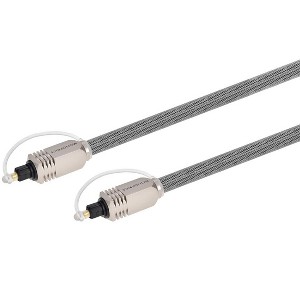 Monoprice Digital Optical Audio Cable - 100 Feet - Gray | Premium S/PDIF (Toslink) Heavy Duty Mesh Jacket, Metal Connector Heads, for Play Station, - 1 of 4