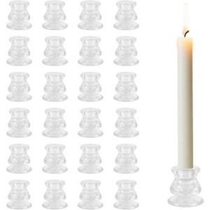 Clear Glass Candlestick Holders, 24PCS Taper Candle Holders 2.2" h for Wedding, Party, Dining Table and Holiday Decoration - 1 of 4