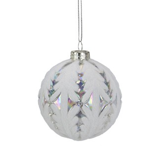 Northlight 3.25" Clear Iridescent with White Frost Glass Ball Christmas Ornament - 1 of 4