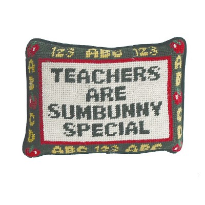 C&F Home 6.5" x 9" Teachers Are Special Sumbunny Special Needlepoint Easter Small Petite Throw Pillow