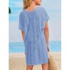Girls Crochet Beach Cover Up Lightweight U Neck Kids Swimwear Above Knee Beach Cover Up for Girls Beachwear Tops - 2 of 4