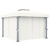 vidaXL Gazebo - Cream White Aluminum with Curtain - Outdoor Canopy - Ideal for Parties, Picnics, BBQs - Includes Mesh Screens and Curtains - 9.8'x9.8' - 2 of 4