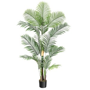 Whizmax 6FT Fake Tropical Palm Plant, Artificial Golden Cane Palm Tree, Pre Potted Faux Greenry Plant for House Living Room Outside Patio Office Home - 1 of 4