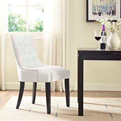 White Faux Leather Tufted Parsons Dining Chair