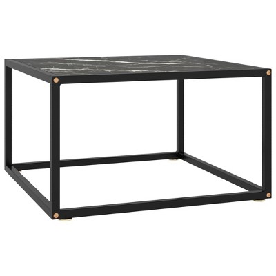 vidaXL Coffee Table Black with Black Marble Glass 23.6 in.x23.6 in.x13.8 in.