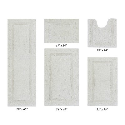 Lux Premium 100% Cotton Tufted Solid Reversible 5 PC Bath Rug Set – Ultra-Soft, Water-Absorbent, Durable, Machine Washable Bathroom Rug