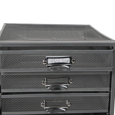 Sleek Silver Metal Mesh 10-Drawer Desktop Organizer Cabinet