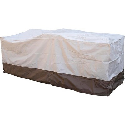 XIZZI Heavy Duty Patio Sofa Cover Waterproof, Outdoor Patio Furniture Cover with Air Vent Adjustable Drawstring and Handles, Beige