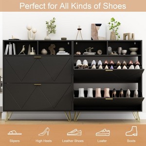 Munora Large Shoe Cabinet with 2 Flip Drawers - Extra Wide Entryway Storage for 20 Pairs of Shoes, Freestanding Slim Shoe Organizer with Open Shelf - 1 of 4