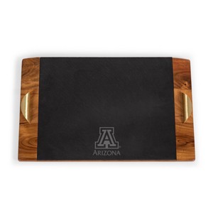 NCAA Arizona Wildcats Covina Acacia Wood and Slate Black with Gold Accents Serving Tray - 1 of 4