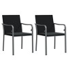 vidaXL Patio Dining Set Table and Chair with Cushions Poly Rattan and Steel - Black 31.5" Table Length 2 Items - 4 of 4