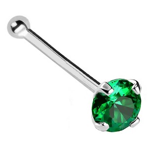 Jewelry Avalanche 22G 14K Gold Ball-end Nose Stud with Emerald Gemstone - 1 of 2