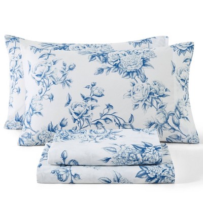 HLC.ME Floral Bed Sheets - Bed Sheet Set - Wrinkle Resistant & Ultra Soft - Fits Mattresses up to 15 Inches Deep