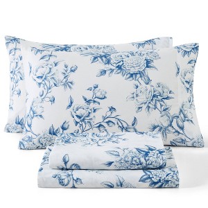 HLC.ME Floral Bed Sheets - Bed Sheet Set - Wrinkle Resistant & Ultra Soft - Fits Mattresses up to 15 Inches Deep - 1 of 4