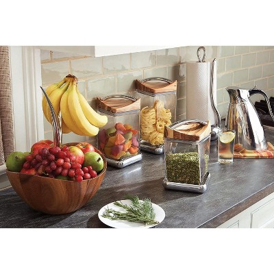 Nambe Alloy and Acacia Wood Loop Towel Holder