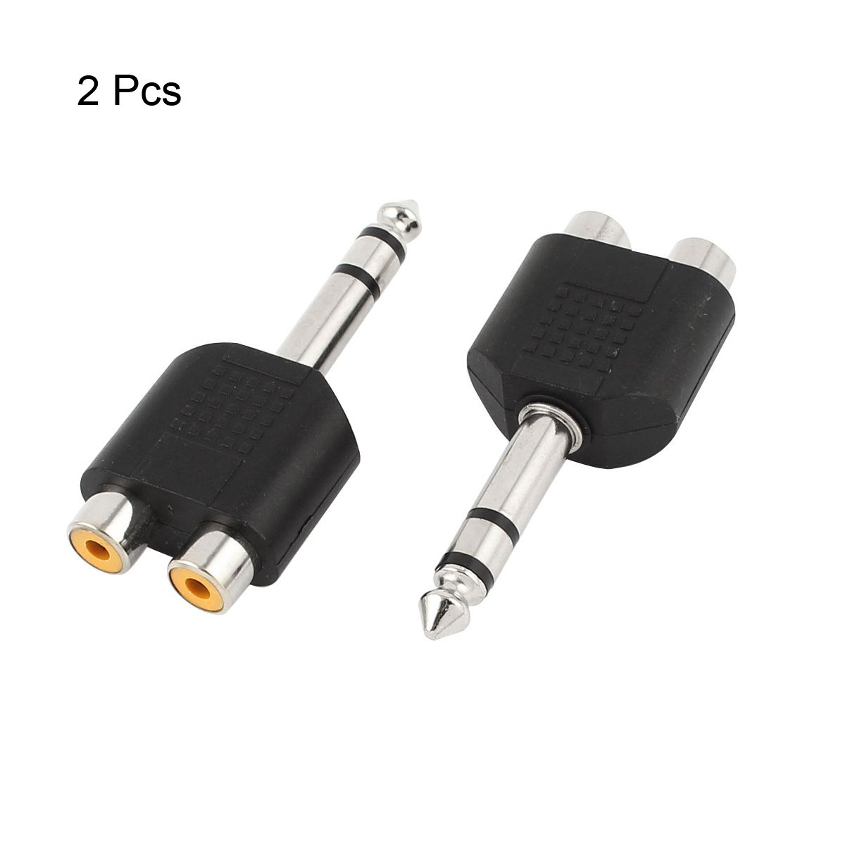 Unique Bargains Plastic Metal Double Track Black Audio Adapter 6.2 x 2.5 x 1.2cm 2 Pcs - thumbnail 2