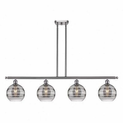 Rochester - 4 Light Stem Hung Island In Industrial Style-10.38 Inches Tall and 48 Inches Wide