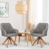 Costway Set of 2 Swivel Accent Chair Fabric Vanity Study ArmChair w/Wood Legs - 2 of 4
