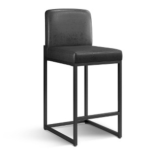 Captiva Designs 24 inch Height Bar Stool with Padded Seat and Back & Sturdy Steel Frame & Footrest - 1 of 4