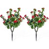 Set of 2 Artificial Topiary Ball Trees with Metal Stakes, 21.6" UV-Resistant PE Fake Plants with Begonia Flowers for Indoor/Outdoor Decor - 2 of 4