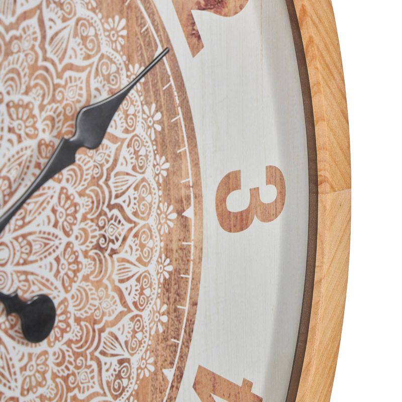 30&#34;x30&#34; Wooden Mandala Wall Clock with White Backing Brown - Olivia &#38; May, 4 of 11