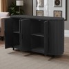 63" Vertical Striped Door Storage Cabinet with Metal Handles, Adjustable Shelves, Modern Sideboard Buffet for Entryway, Dining, Living Room - 3 of 4