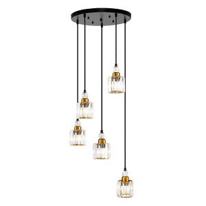 LLHZSY 5-Light Cluster Crystal Chandelier Kitchen Island Pendant Light Fixture - 1 of 4