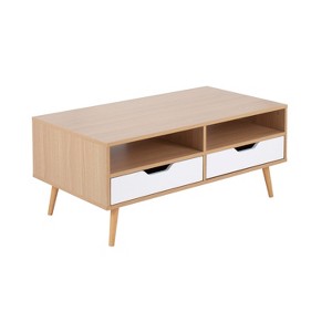 Astro Contemporary Coffee Table in Natural and White Wood by LumiSource - 1 of 1
