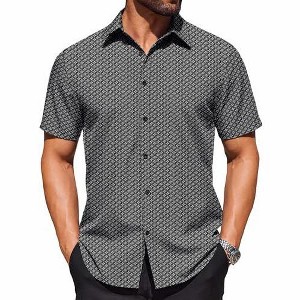 mens short sleeve dress shirts wrinkle free PETCDIM Business for Men Casual Button Down Formal Shirts Regular Fit Summer Beach Hawaiian Guayabera Shirt Black : Clothing, Shoes & Jewelry A breathable Short Sleeve Wrinkle Free Dress