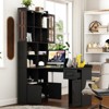 L Shaped Computer Desk With Hutch, Office Corner Desk with Drawer & Bookshelf, Study Table Writing Desk, Gaming Computer Desk for Study Room Black - 2 of 4