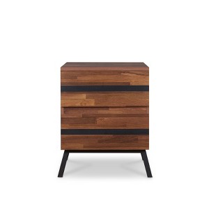 TIRAMISUBEST Walnut & Black Finish Accent Table - 1 of 4