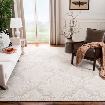 Beige Hand-Tufted Wool Square Area Rug, 5' x 5'