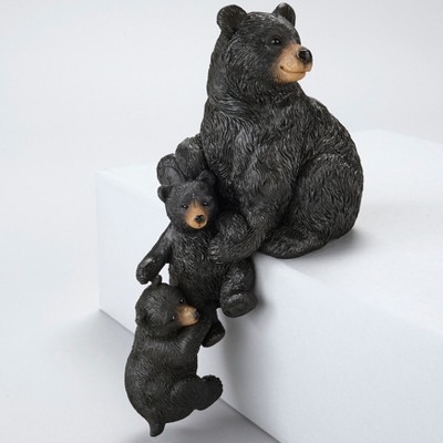 Lakeside Bear and Cubs Giving a Helping Hand - Woodland Shelf Sitter Accent