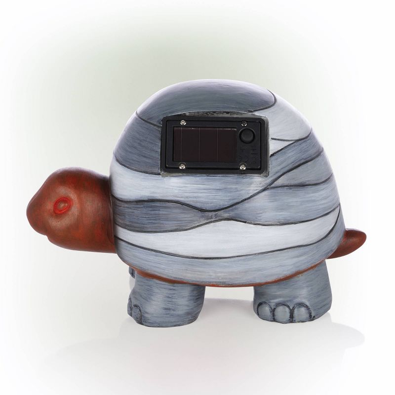 6&#34; &#34;Happy&#34; Turtle Statue with Solar-Powered LED Light Heathered Gray/White/Copper - Alpine Corporation, 4 of 7