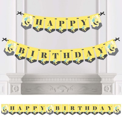 Big Dot of Happiness Honey Bee - Birthday Party Bunting Banner - Birthday Party Decorations - Happy Birthday