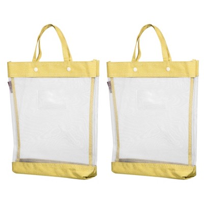 Unique Bargains Office Business Nylon Mesh Transparent Files Handbag