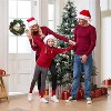 Joyfy Christmas Hat, Red Plush Velvet Christmas Hat with Pom Poms for Adult and kids Party Dress Up, Xmas Party Gift,One Size Fits Most - 2 of 4