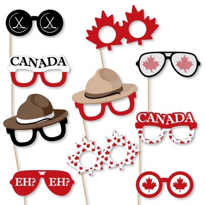 Big Dot of Happiness Canada Day Glasses - Paper Card Stock Canadian Party Photo Booth Props Kit - 10 Count