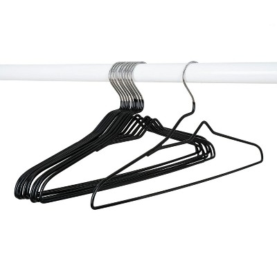 LunaLulinlk Non-Slip Clothes Adult Hangers with Chrome Hook 10 Pack, Black
