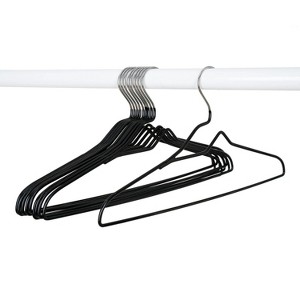 LunaLulinlk Non-Slip Clothes Adult Hangers with Chrome Hook 10 Pack, Black - 1 of 4