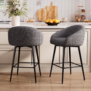 Dyonery 27.9" Counter Height Swivel Bar Stools with Back, Tufted Modern Farmhouse Kitchen Stools - 1 of 4