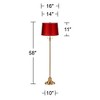 360 Lighting Dyna 58" High Antique Brass and Satin Red Shade 2-Light Floor Lamp - 4 of 4