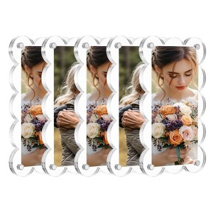 Unique Bargains Double Sided Fujifilm Mini Picture Acrylic Wavy Fridge Magnetic Frames 5 Pcs - 1 of 4