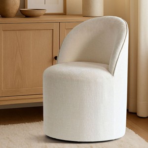 Modern Soft Chenille Barrel Accent Chair with Casters, Upholstered Rolling Chair for Living Room, Bedroom or Small Spaces-Maison Boucle - 1 of 4