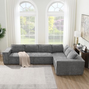 129.5"W Modular Sectional Sofa Couch Set, 6 Seat Upholstered Sofa Chair for Living Room, No Assembly Required -ModernLuxe - 1 of 4