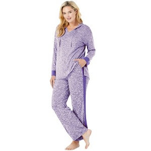 Dreams & Co. Plus Size Hooded Marled Jersey Top - 1 of 4