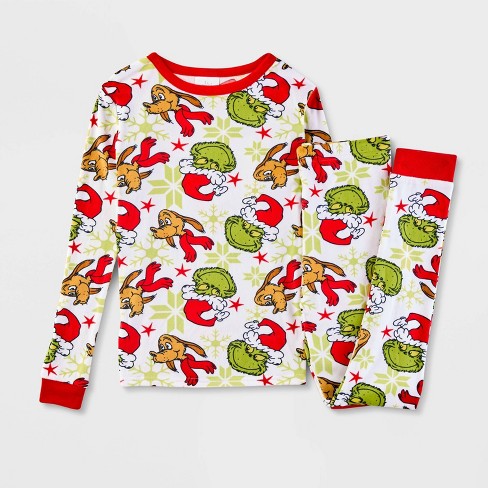 Kids Grinch Christmas 2pc Snug Fit Pajama Set White 8 Target